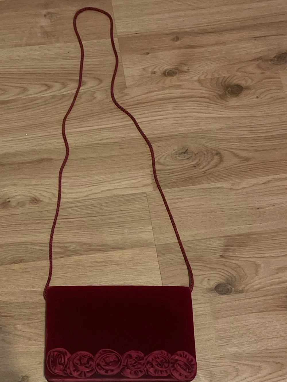 Carolyne Barton Red Velvet purse with Rosette Trim